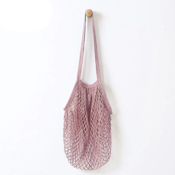 French Market Cotton Open Net Tote Bag Dusty Lilac - Picture 5 of 5